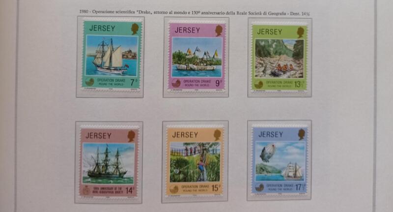 Francobolli Jersey Anno 1980 Giro del mondo del brigantino Eye of the Wind