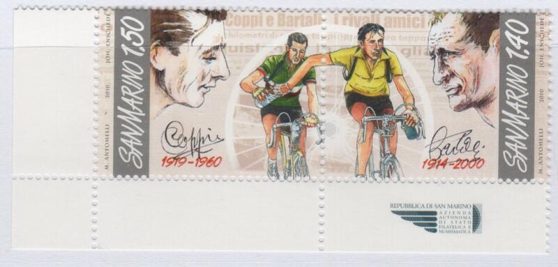 Francobolli San Marino Anno 2010 Fausto Coppi e Gino Bartali