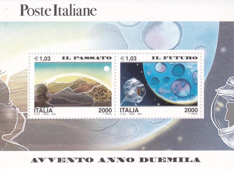Foglietto Italia Anno 2000 Avvento Anno 2000 Prima serie Il Passato - Il Futuro