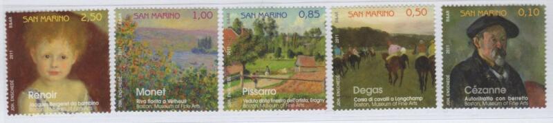 Francobolli San Marino Anno 2011 Monet Cézanne Renoir e altre storie di pittura in Francia