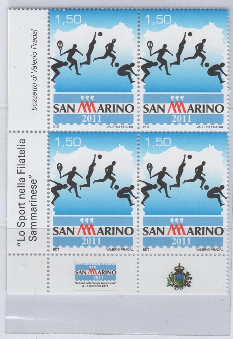 Quartina del Francobollo San Marino Anno 2011 San Marino 2011 Lo sport nella filatelia sammarinese