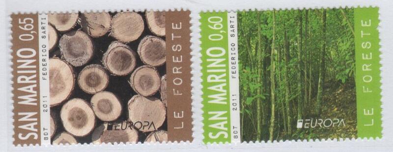 Francobolli San Marino Anno 2011 Europa Le foreste Foresta del Teso San Marcello Pistoiese