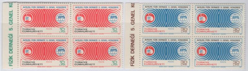 Francobolli Turchia Anno 1981 Quinto Congresso generale della Società europea di fisica Istanbul QUARTINE