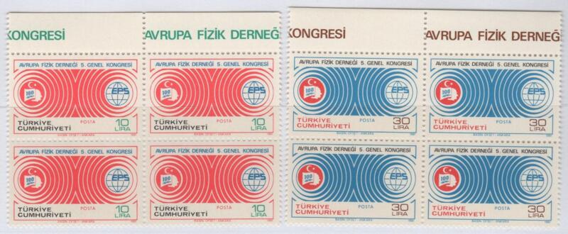 Francobolli Turchia Anno 1981 Quinto Congresso generale della Società europea di fisica Istanbul QUARTINE