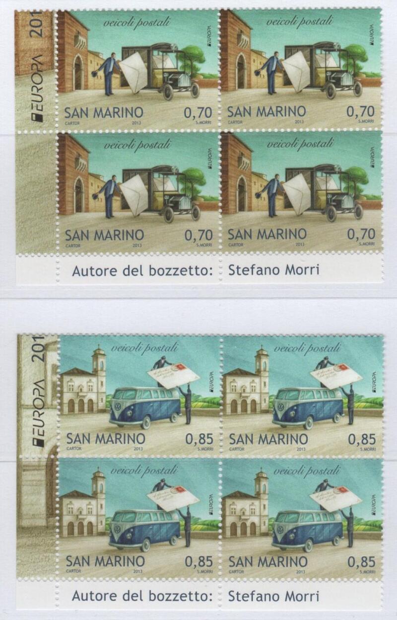 Quartine Francobolli San Marino Anno 2013 Europa Veicoli postali