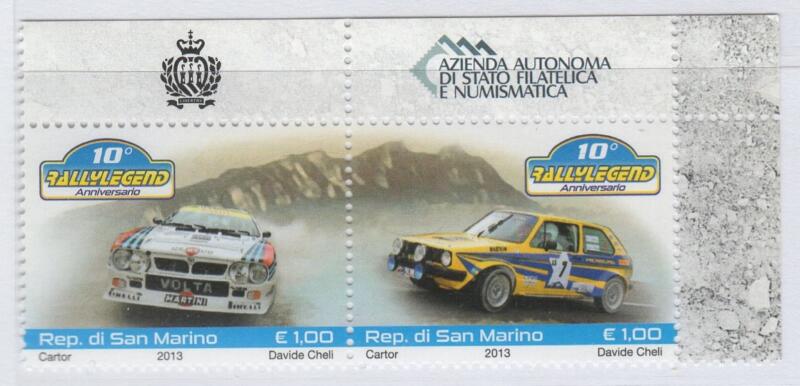 Francobolli San Marino Anno 2013 Decimo anniversario e Undicesima edizione del Rally Legend di San Marino