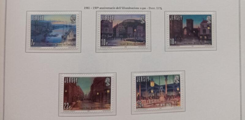 Francobolli Jersey Anno 1981 150esimo anniversario dell'illuminazione a gas