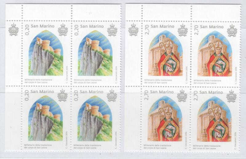 Quartina Francobolli San Marino Anno 2016 Millenario della traslazione del corpo di San Leone