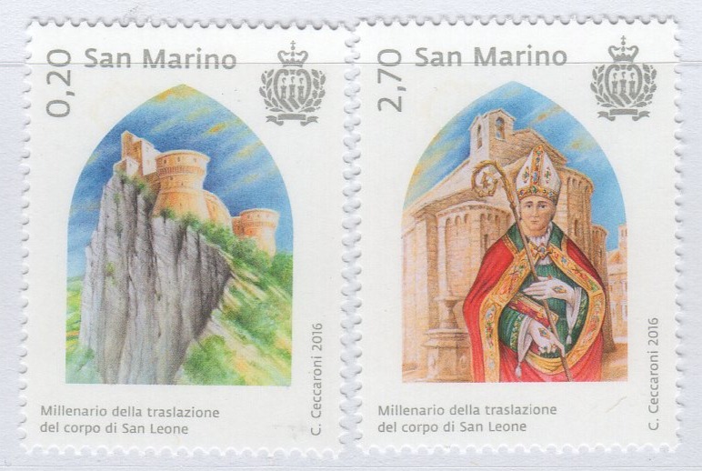 Francobolli San Marino Anno 2016 Millenario della traslazione del corpo di San Leone