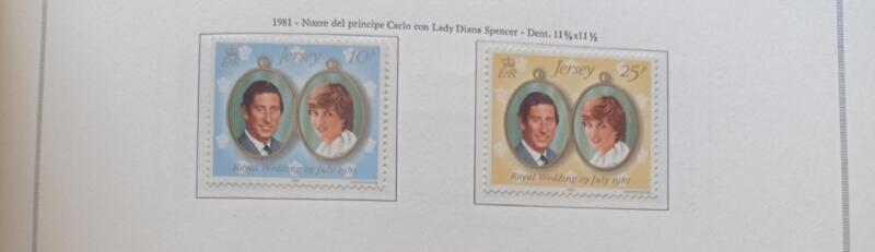 Francobolli Jersey  Anno 1981 Nozze del Principe Carlo con Lady Diana Spencer