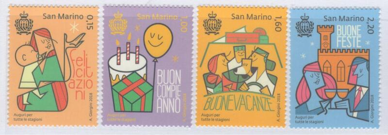 Francobolli San Marino Anno 2018 Auguri per tutte le stagioni