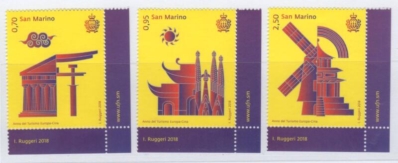 Francobolli San Marino Anno 2018 Anno del Turismo Europa-Cina