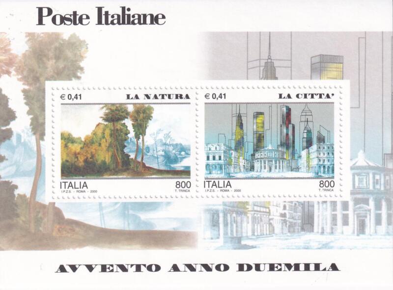 Foglietto Italia Anno 2000 Avvento Anno 2000 Terza serie La Natura - La Città