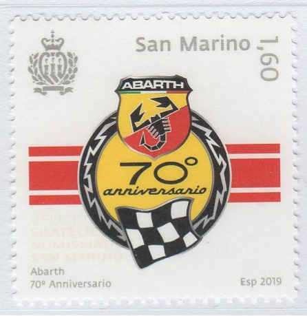 Francobollo San Marino Anno 2019 70esimo anniversario della Abarth