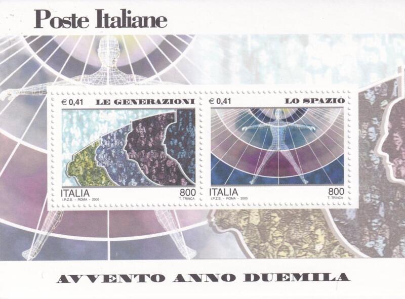Foglietto Italia Anno 2000 Avvento Anno 2000 Quarta serie Le Generazioni - Lo Spazio