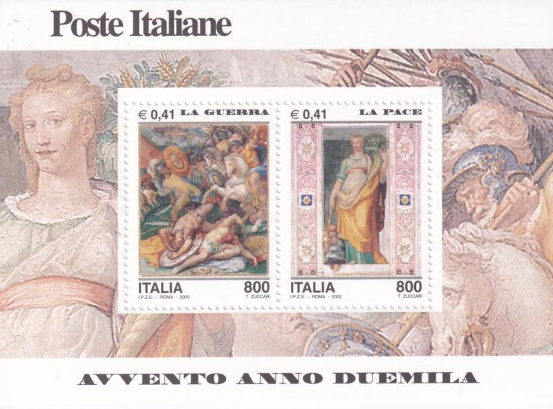 Foglietto Italia Anno 2000 Avvento Anno 2000 Quinta serie La Guerra - La Pace