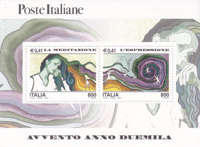 Foglietto Italia Anno 2000 Avvento Anno 2000 Sesta serie La Meditazione - L'Espressione