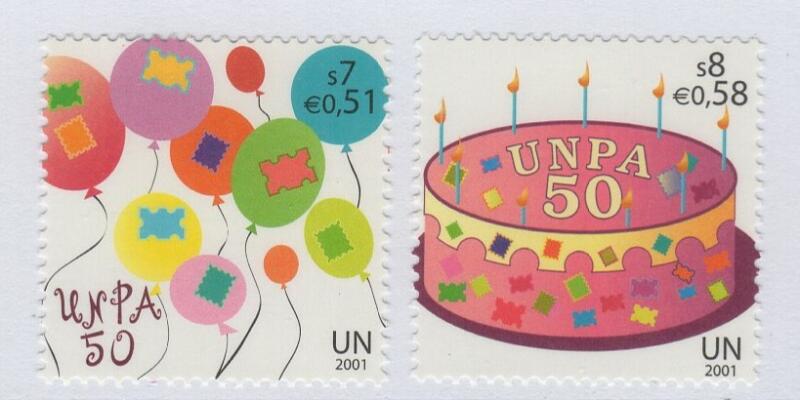 Francobolli Nazioni Unite – ONU Ufficio di Vienna Anno 2001 Cinquantenario dell'Amministrazione postale delle Nazioni Unite