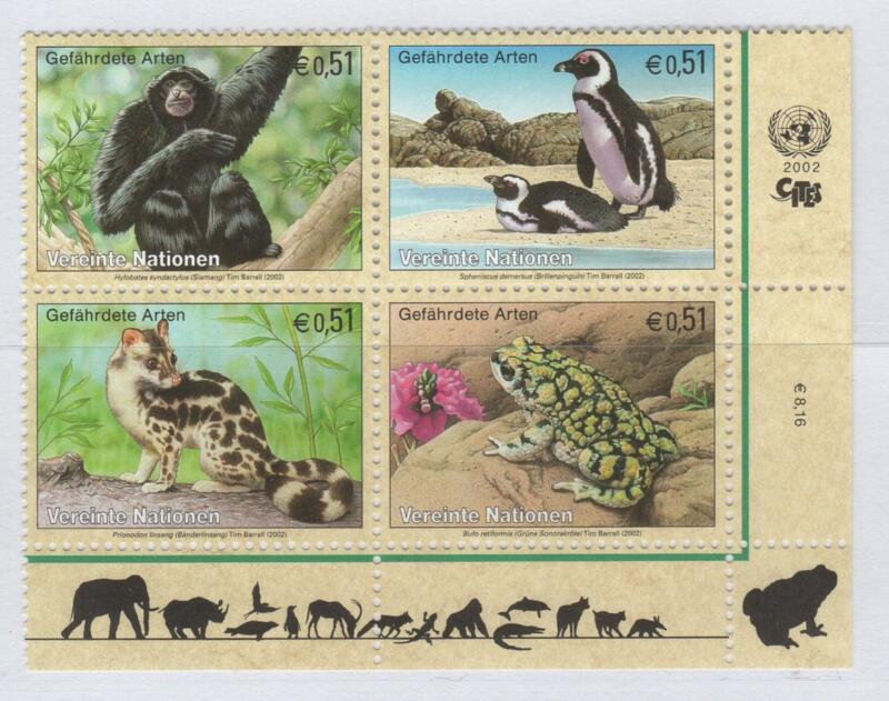 Francobolli Nazioni Unite – ONU Ufficio di Vienna Anno 2002 Protezione della natura Animali in pericolo di estinzione Decima serie