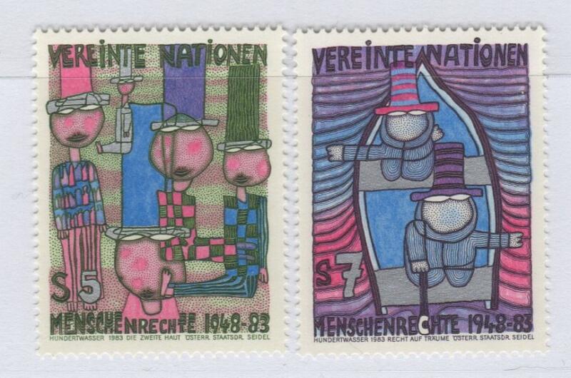 Francobolli Nazioni Unite – ONU Ufficio di Vienna Anno 1983 35esimo anniversario della Dichiarazione dei Diritti dell'Uomo