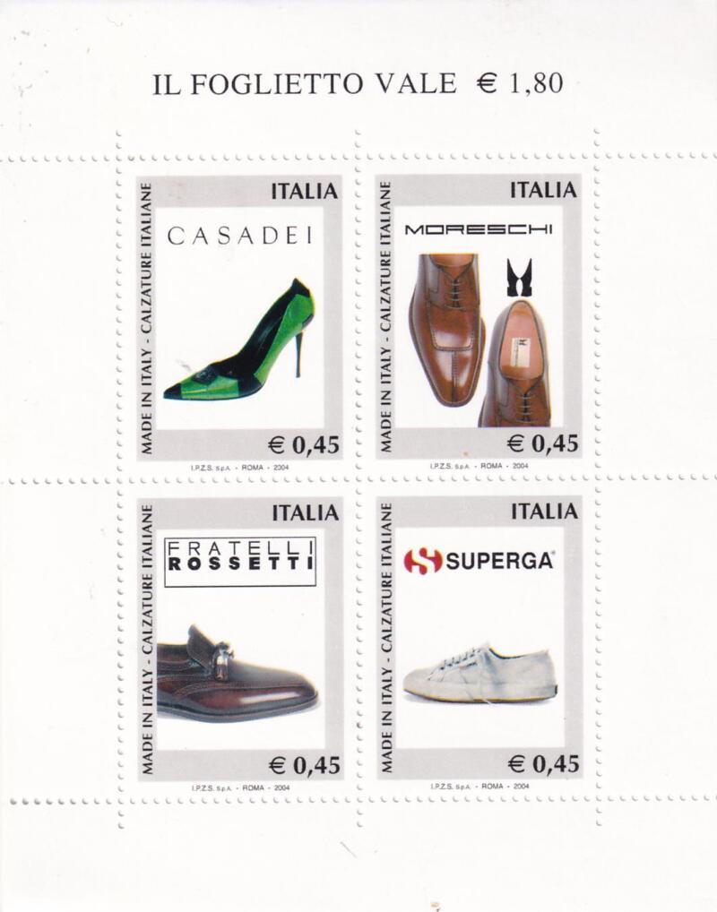 Foglietto Italia Anno 2004 Made in Italy Prima serie Calzature italiane