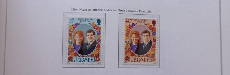 Francobolli Jersey Anno 1986 Nozze del Principe Andrea con Sarah Ferguson