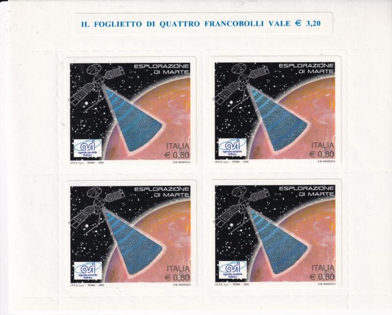 Foglietto Italia Anno 2005 Partecipazione italiana al Programma di esplorazione di Marte Posta Prioritaria