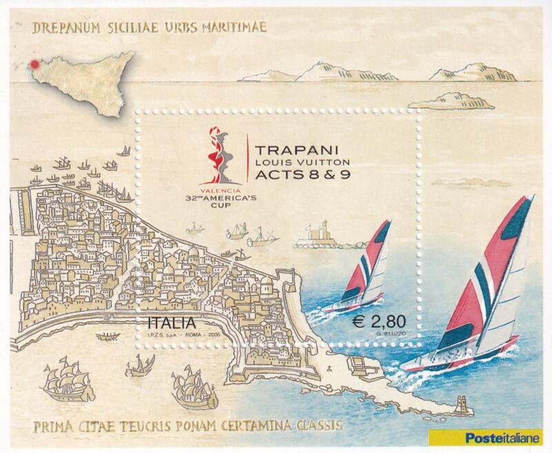 Foglietto Italia Anno 2005 AMERICA'S CUP TRAPANI Louis Vuitton Acts 8 & 9