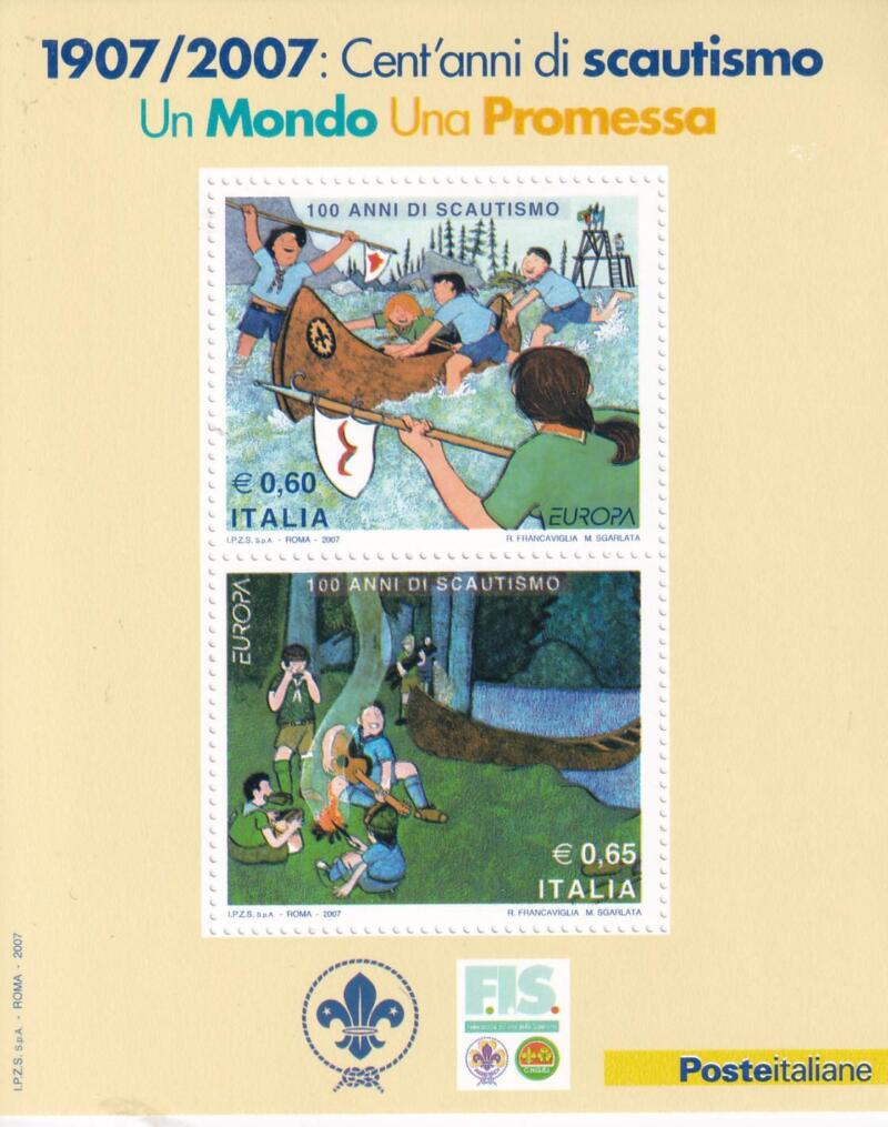 Foglietto Italia Anno 2007 Europa 100 anni di Scoutismo