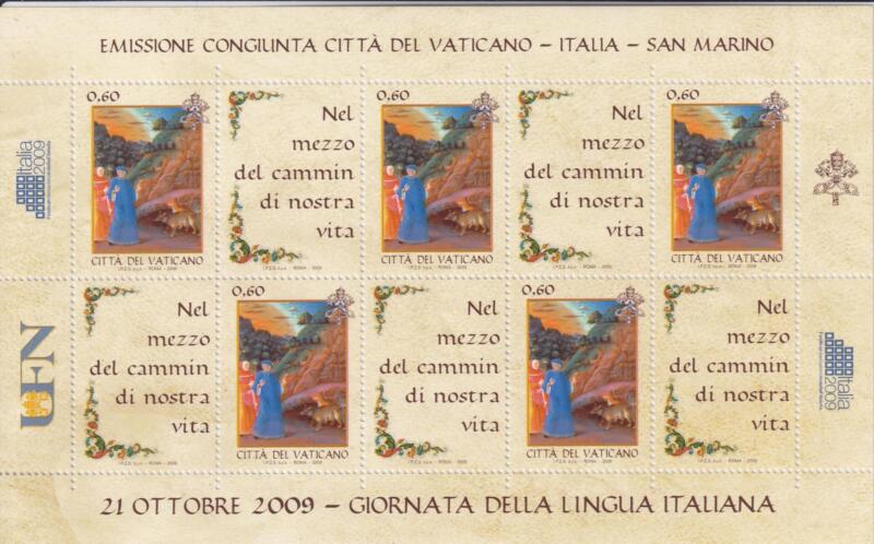 Foglietto Italia Anno 2009 Festival Internazionale della Filatelia ITALIA 2009 Roma Quarta serie Giornata della Lingua italiana