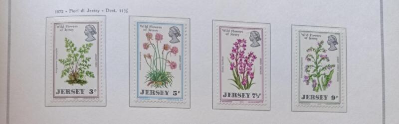 Francobolli Jersey Anno 1972 Fiori selvatici