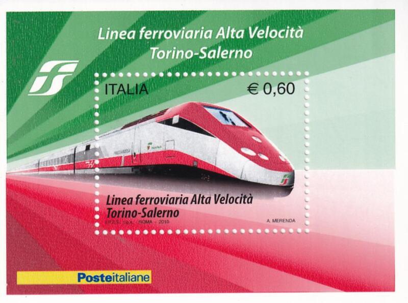 Foglietto Italia Anno 2010 Compleanno della Linea ferroviaria ad Alta Velocità Torino-Salerno