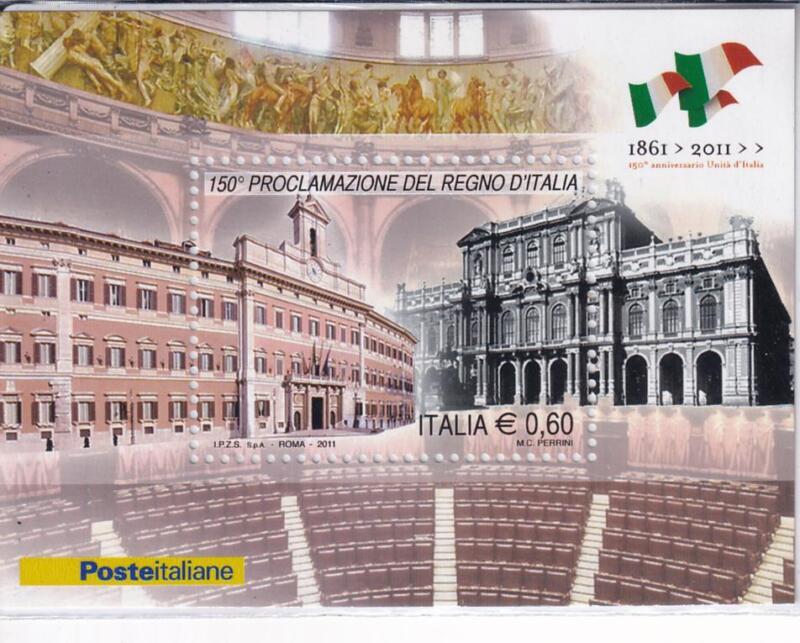 Foglietto Italia Anno 2011 150esimo anniversario dell'Unità d'Italia Seconda serie 150esimo anniversario della Proclamazione del Regno