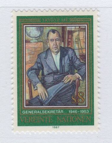 Francobollo Nazioni Unite – ONU Ufficio di Vienna Anno 1987 Trygve Lie primo segretario generale