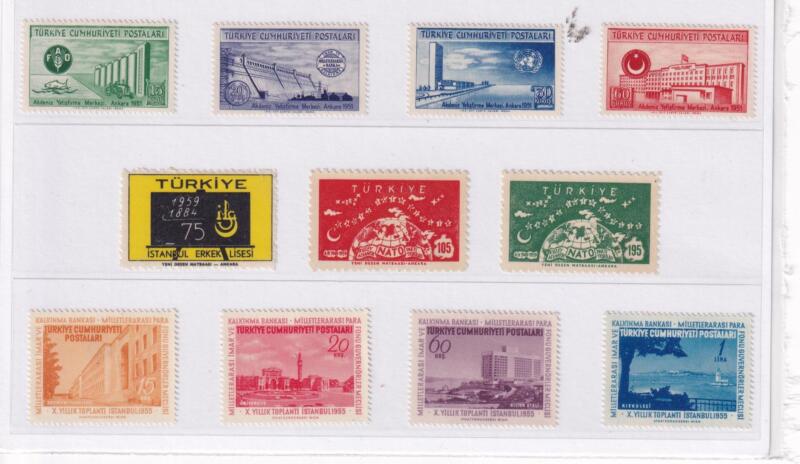 Francobolli Turchia Anni 1952, 1955 e 1959 Varie emissioni