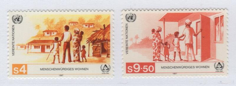 Francobolli Nazioni Unite – ONU Ufficio di Vienna Anno 1987 Anno internazionale degli alloggi per i senzatetto