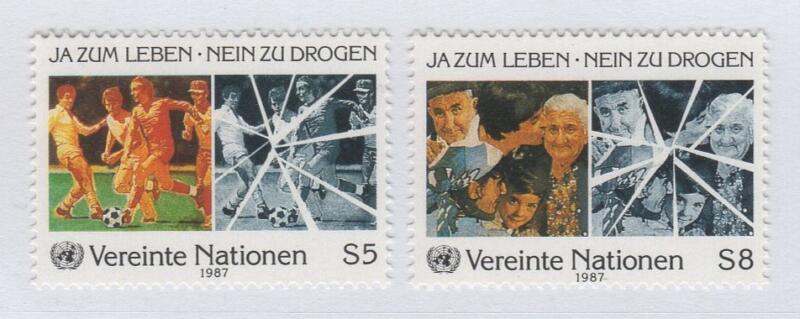 Francobolli Nazioni Unite – ONU Ufficio di Vienna Anno 1987 Sì alla vita No alla droga