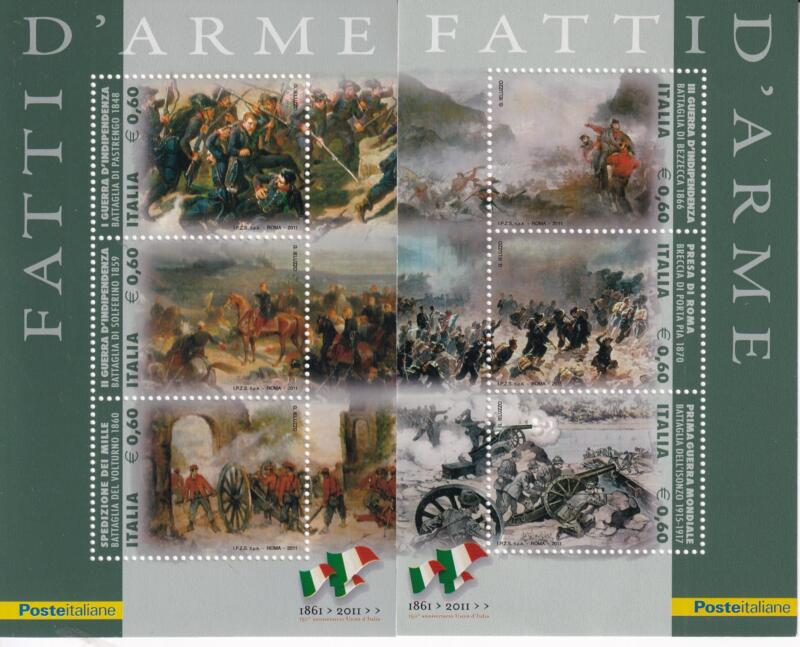 Coppia di foglietti Italia Anno 2011 150esimo anniversario dell'Unità d'Italia Settima serie