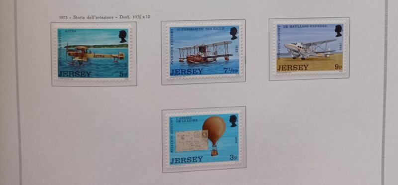 Francobolli Jersey Anno 1973 Storia dell'aviazione