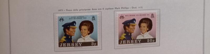 Francobolli Jersey Anno 1973 Nozze della Principessa Anna