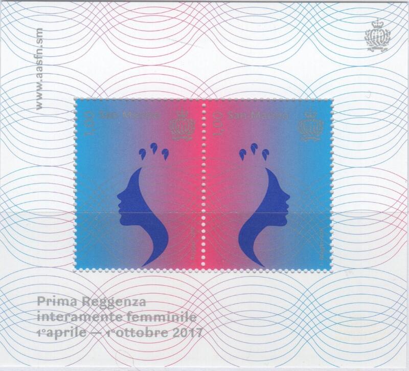 Foglietto San Marino Anno 2017 Prima Reggenza interamente femminile della Suprema Magistratura di San Marino