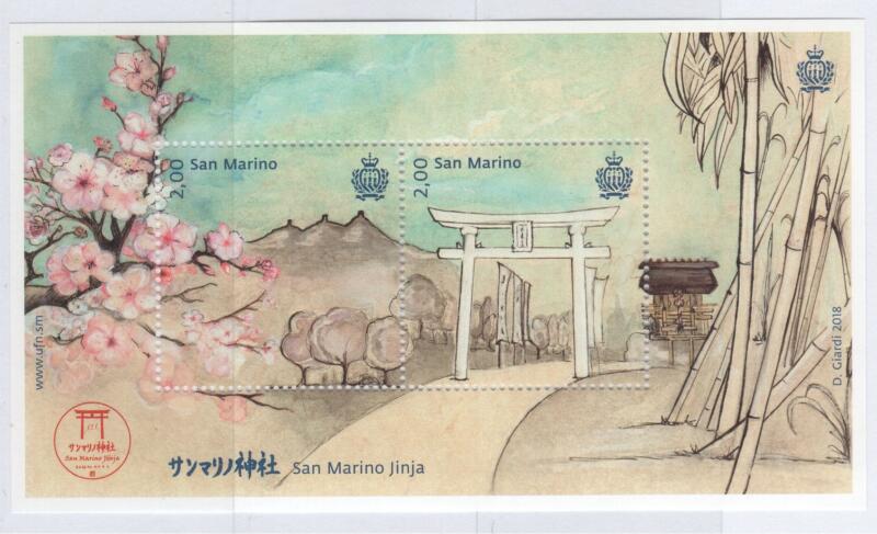 Foglietto San Marino Anno 2018 San Marino Jinja primo tempio shintoista in Europa