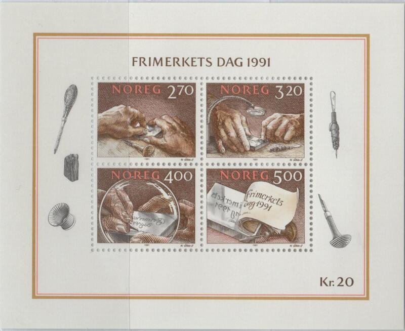 Foglietto Norvegia Anno 1991 Giornata del francobollo