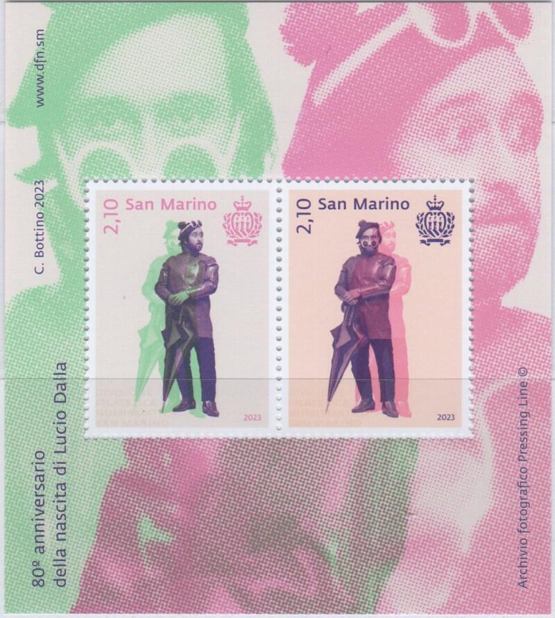 Foglietto San Marino Anno 2023 80esimo anniversario della nascita di Lucio Dalla
