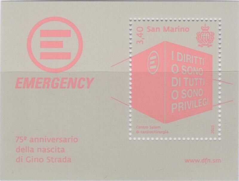 Foglietto San Marino Anno 2023 75esimo anniversario della nascita di Gino Strada