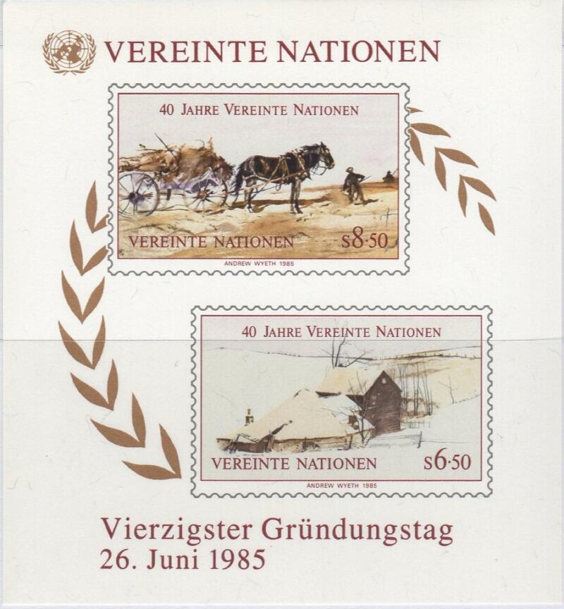 Foglietto Nazioni Unite – ONU Ufficio di Vienna Anno 1985 40esimo anniversario delle Nazioni Unite