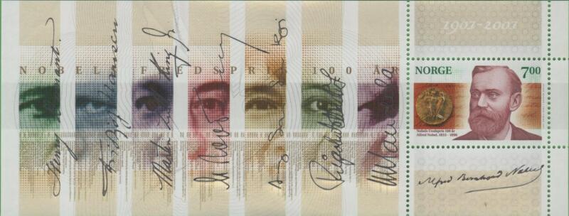 Foglietto Norvegia Anno 2001 Centenario del Premio Nobel