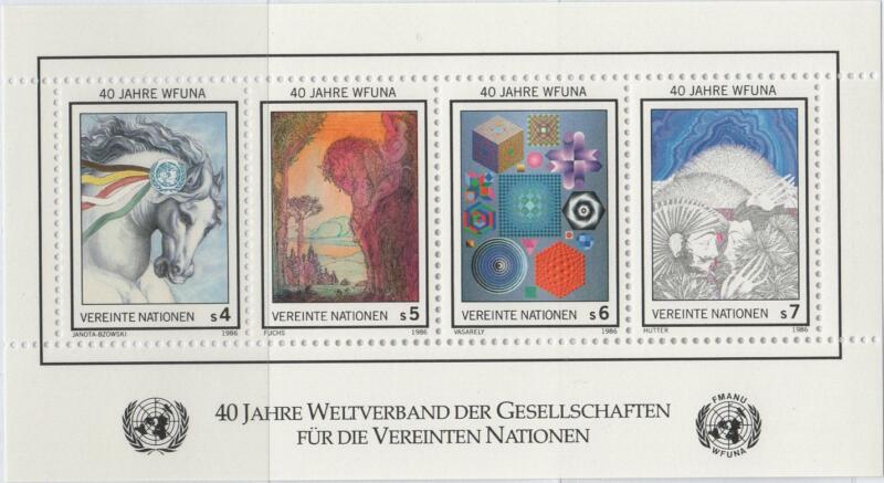 Foglietto Nazioni Unite – ONU Ufficio di Vienna Anno 1986 40esimo anniversario del FMANU Federazione Mondiale delle Associazioni per le Nazioni Unite