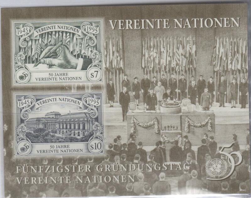 Foglietto Nazioni Unite – ONU Ufficio di Vienna Anno 1995 Cinquantenario delle Nazioni Unite