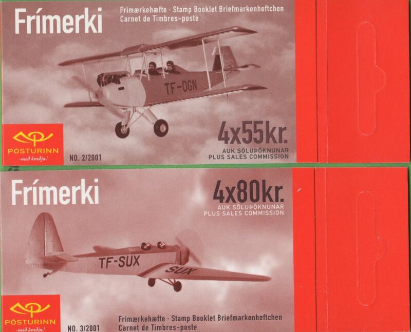 Coppia di Libretti Islanda Anno 2001 Aerei